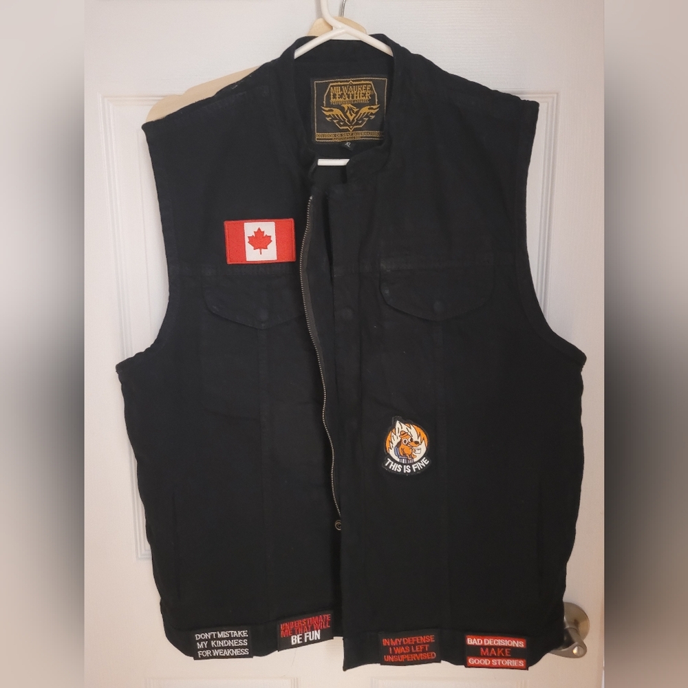 Milwaukee Leather MDM3000 'Brute' Concealed Snap Black Denim Club Style Vest